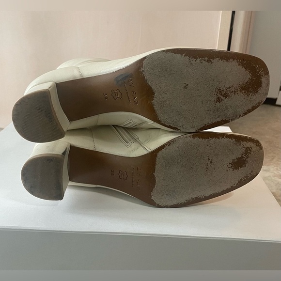 By Far Sofia Boots Off White Heeled Ankle Boot Leather Size 36 Women’s 5.5 - Picture 6 of 14